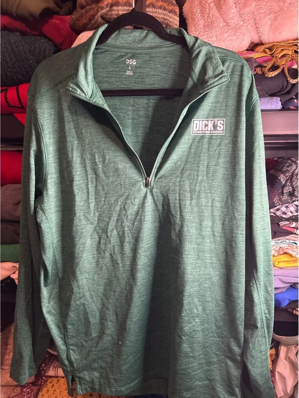 Dick's Sporting Goods Men's Green Long Sleeve 1/4 Zip Pullover Size Large